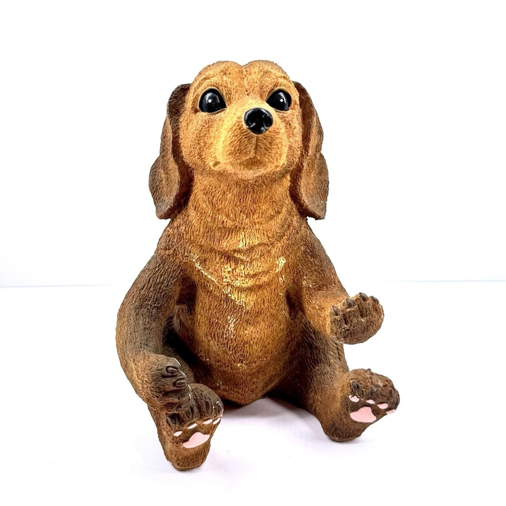 Vintage Resin Dachshund Dog Figurine Begging Pose Brown 7 Inch‎ Decor